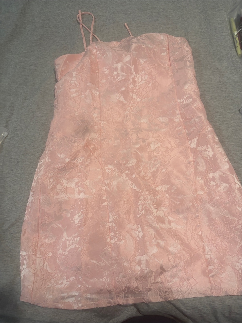 Pink Floral Lace Mini Dress